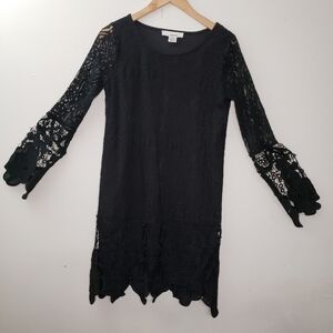 Sans Souci Knit Lace Black Dress Size Small Petit